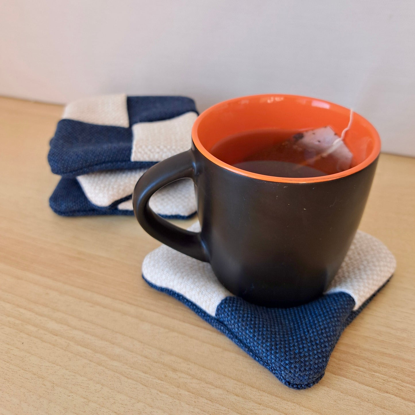 Nautical Drift square coaster, Sunbrella Double layer coaster, Fabric coaster, Coffee mug coaster, Modern coaster, table decor (Set of 4)