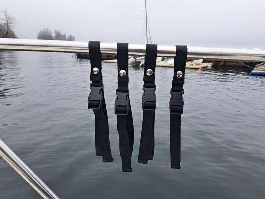 Adjustable Straps for boat! Rope, Cord, Dock Line Organizer for Onboard or Anywhere! Ultimate Line Hanger, Organize with Ease  -  (Set of 4)