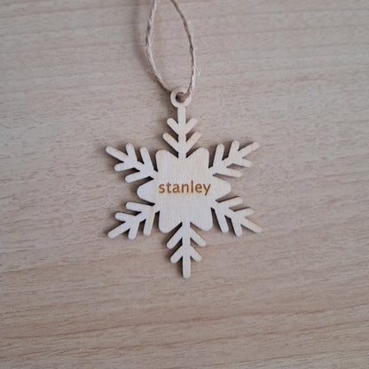 Personalized Tag, Snowflake shape, Stocking, Cookie Box Tag, laser-engraved