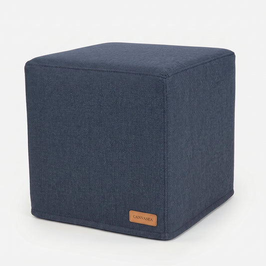 Sunbrella Blend Indigo Cube Ottoman by CANVASEA