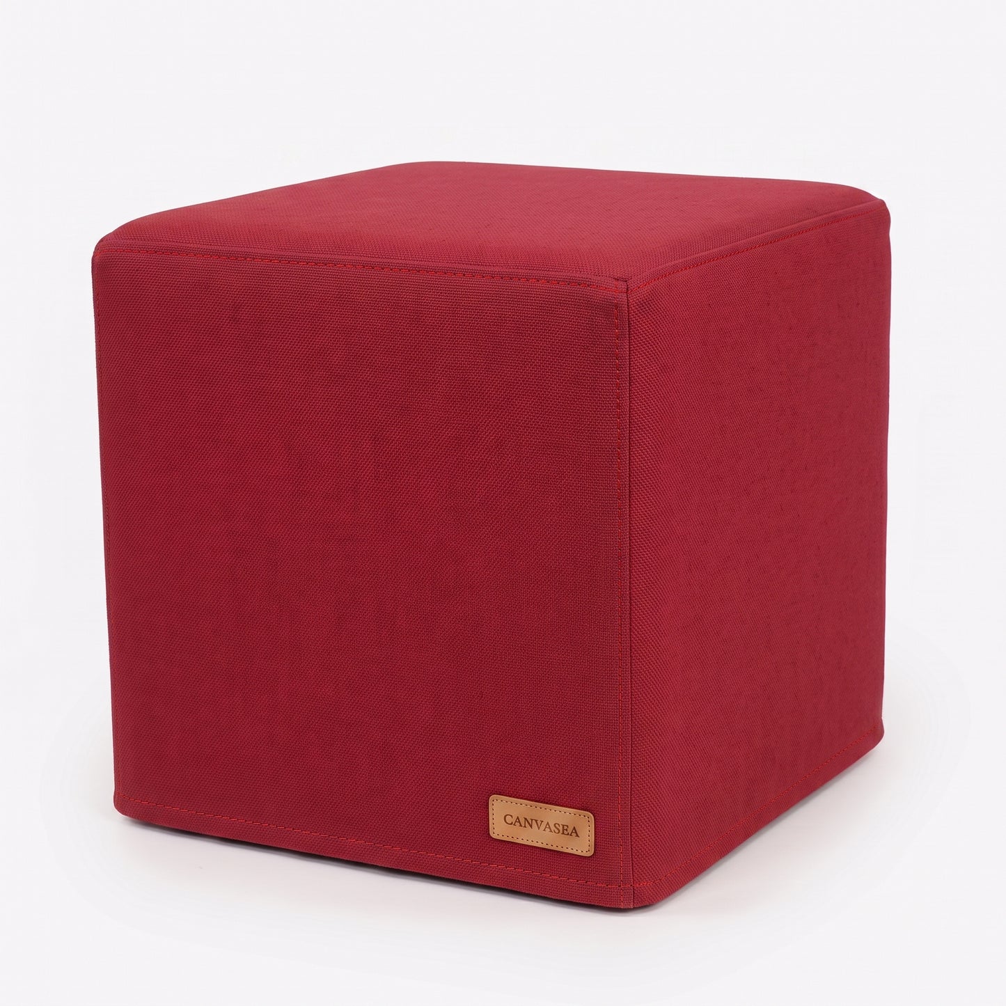 Sunbrella Canvas Jockey Red Cube Ottoman by CANVASEA