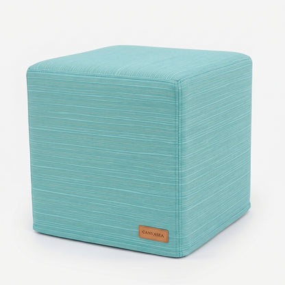 Sunbrella Dupione Celeste Cube Ottoman by CANVASEA