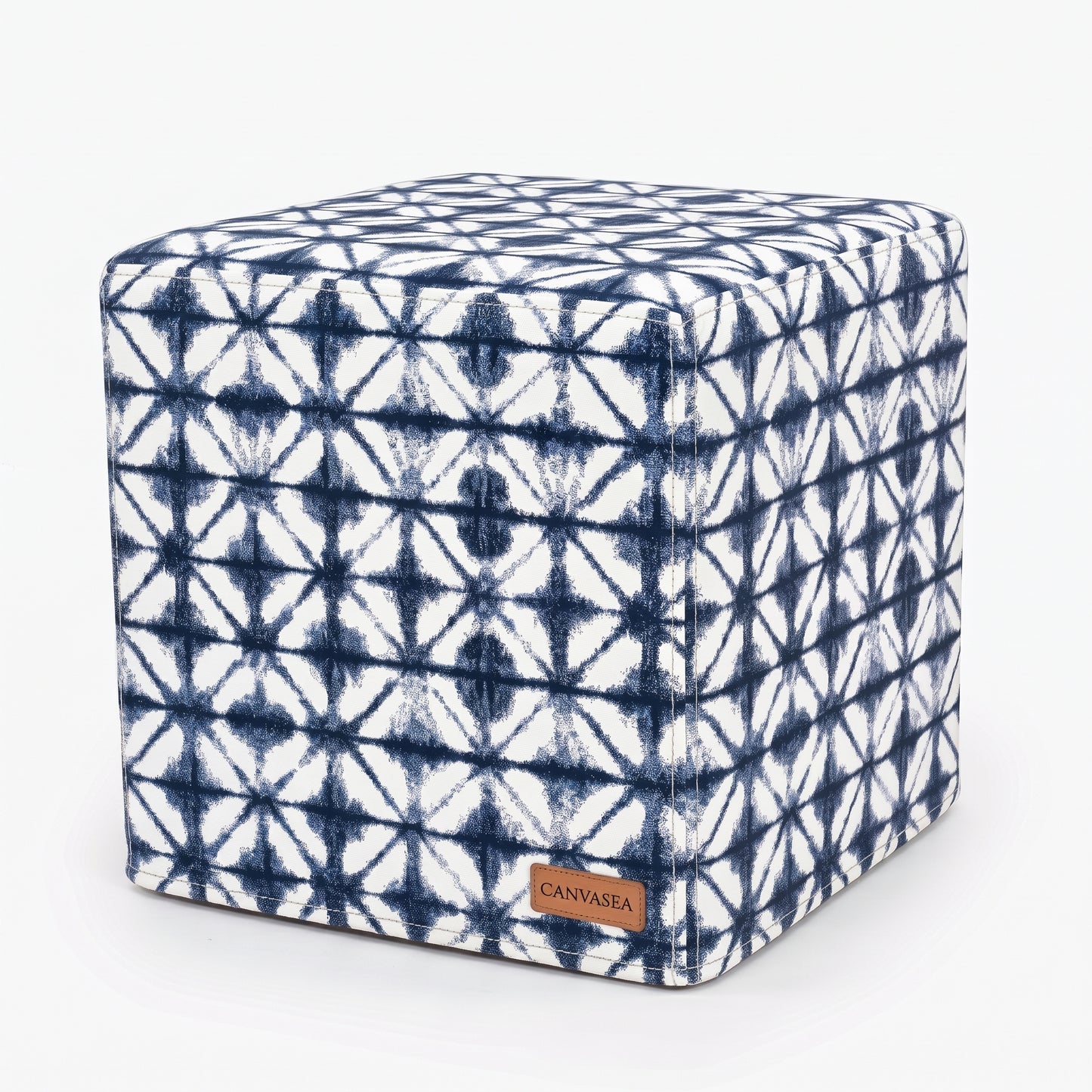 Sunbrella Midori Indigo Cube Ottoman by CANVASEA