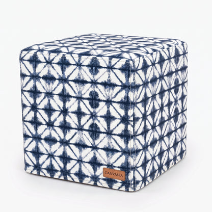 Sunbrella Midori Indigo Cube Ottoman by CANVASEA
