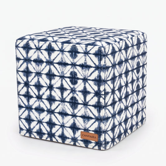 Sunbrella Midori Indigo Cube Ottoman by CANVASEA